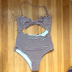 Cupshe Neat as a pinstripe halter one piece